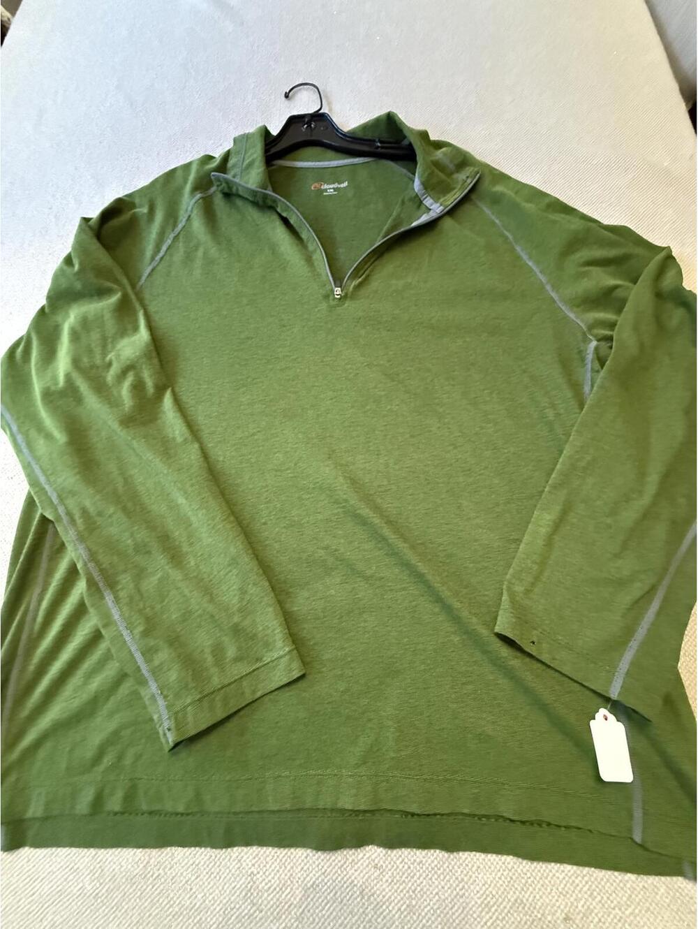 Cloudveil Men's Long Sleeve Green Quarter Zip Pullover XXL